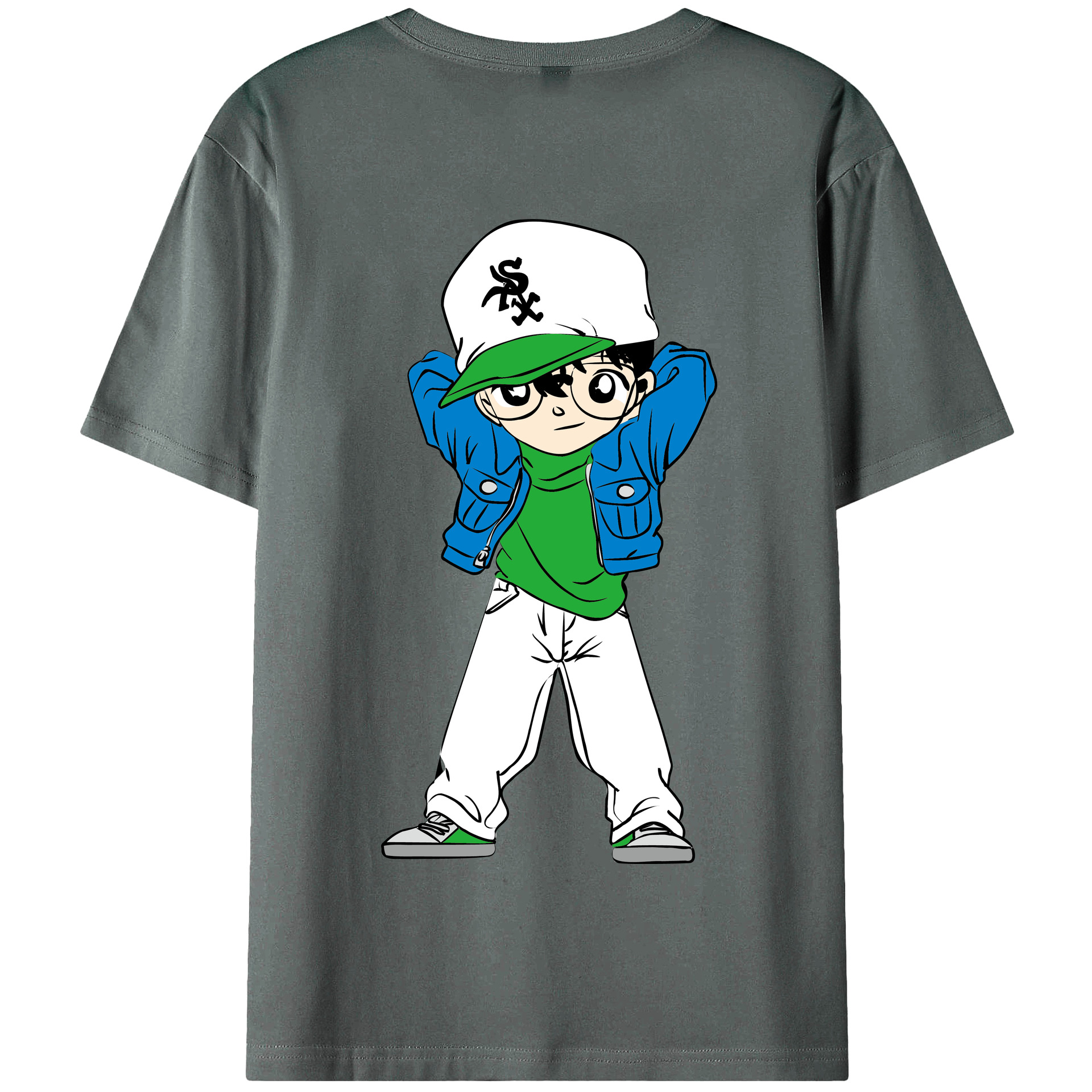 （画像用） 名探偵コナン 江戸川 コナン Detective Conan Conan Edogawa 綿100％半袖Tシャツ（背面プリント）